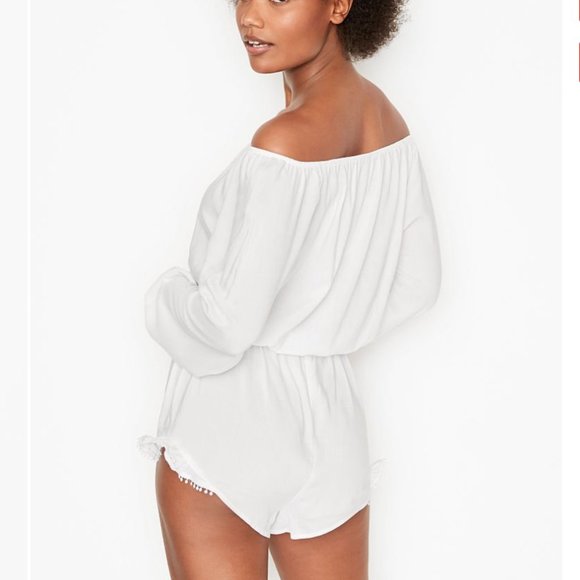BNWOT Victoria's Secret Hanalei Romper Beach Cover Up White SZ XS - Picture 2 of 10